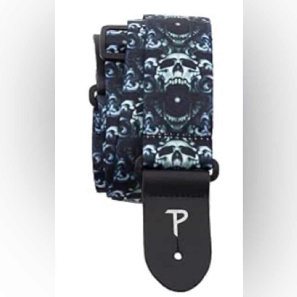 David Bollt Screaming Skull Polyester Guitar Strap NWT